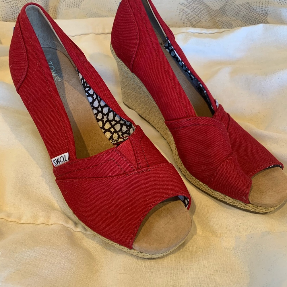 Toms new open toe wedges.